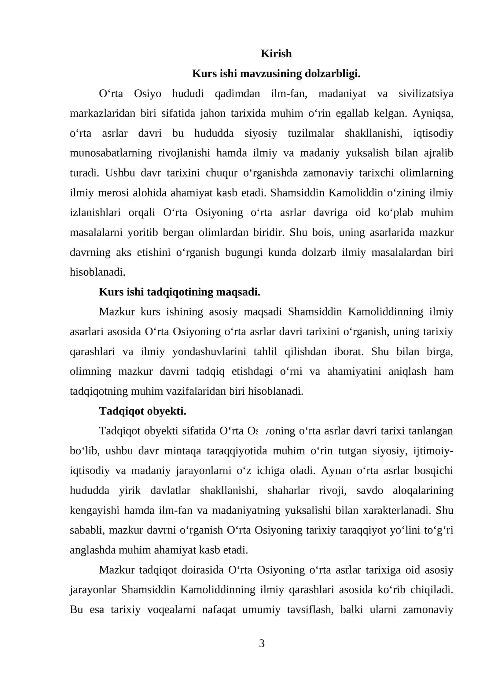Shamsiddin Kamoliddin asarlarida O‘rta Osiyoning o‘rta asrlar davri tadqiqi 3