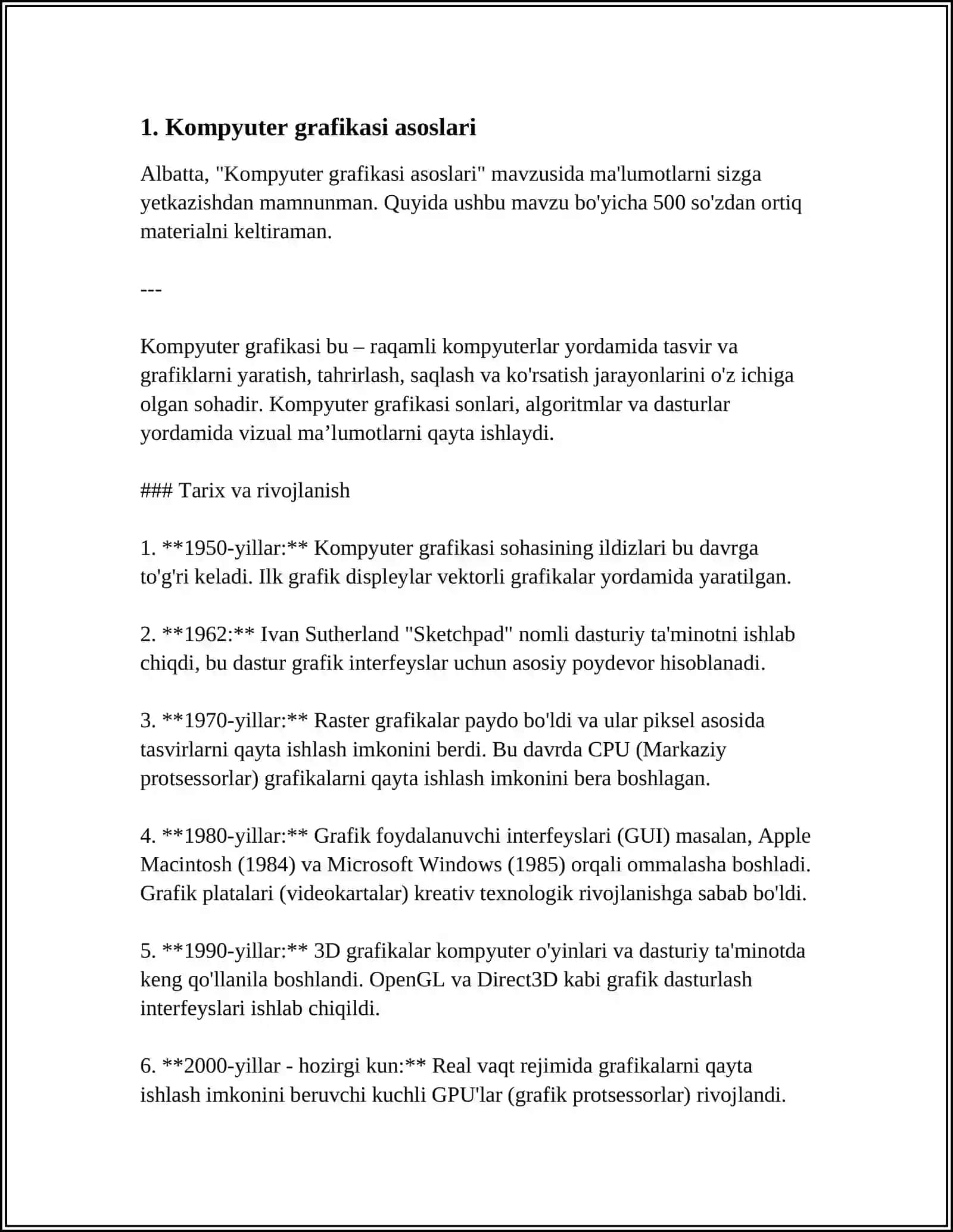 Kompyuter grafikasi asoslari 3
