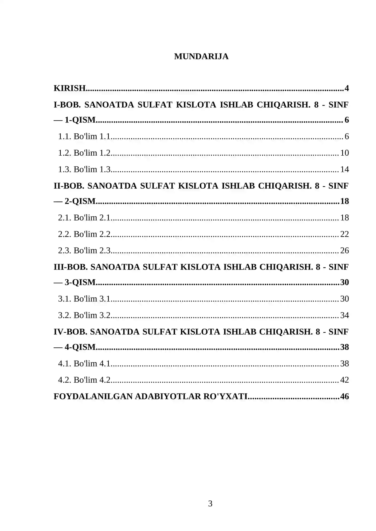 SANOATDA SULFAT KISLOTA ISHLAB CHIQARISH. 8 - SINF 3