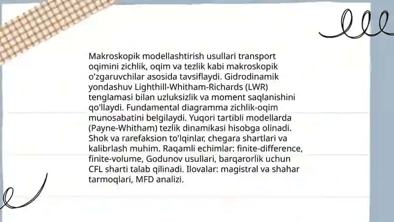 Transport oqimlarini modellashtirish usullari 3