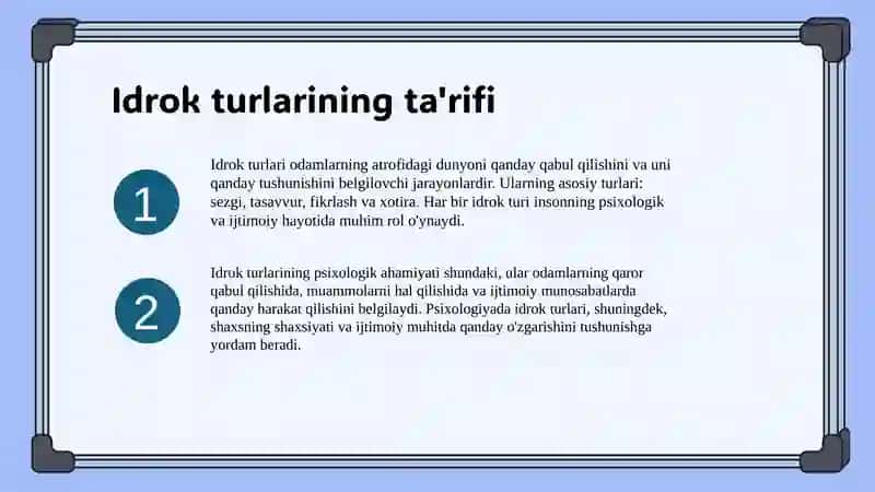 Idrok turlari 3