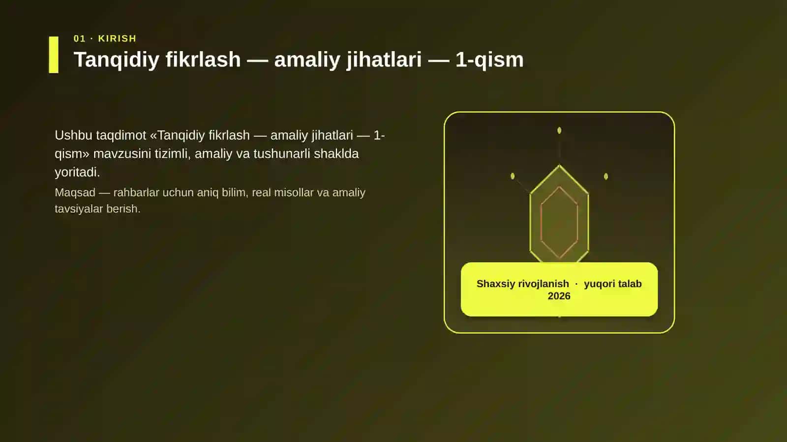 Tanqidiy fikrlash — amaliy jihatlari — 1-qism 3