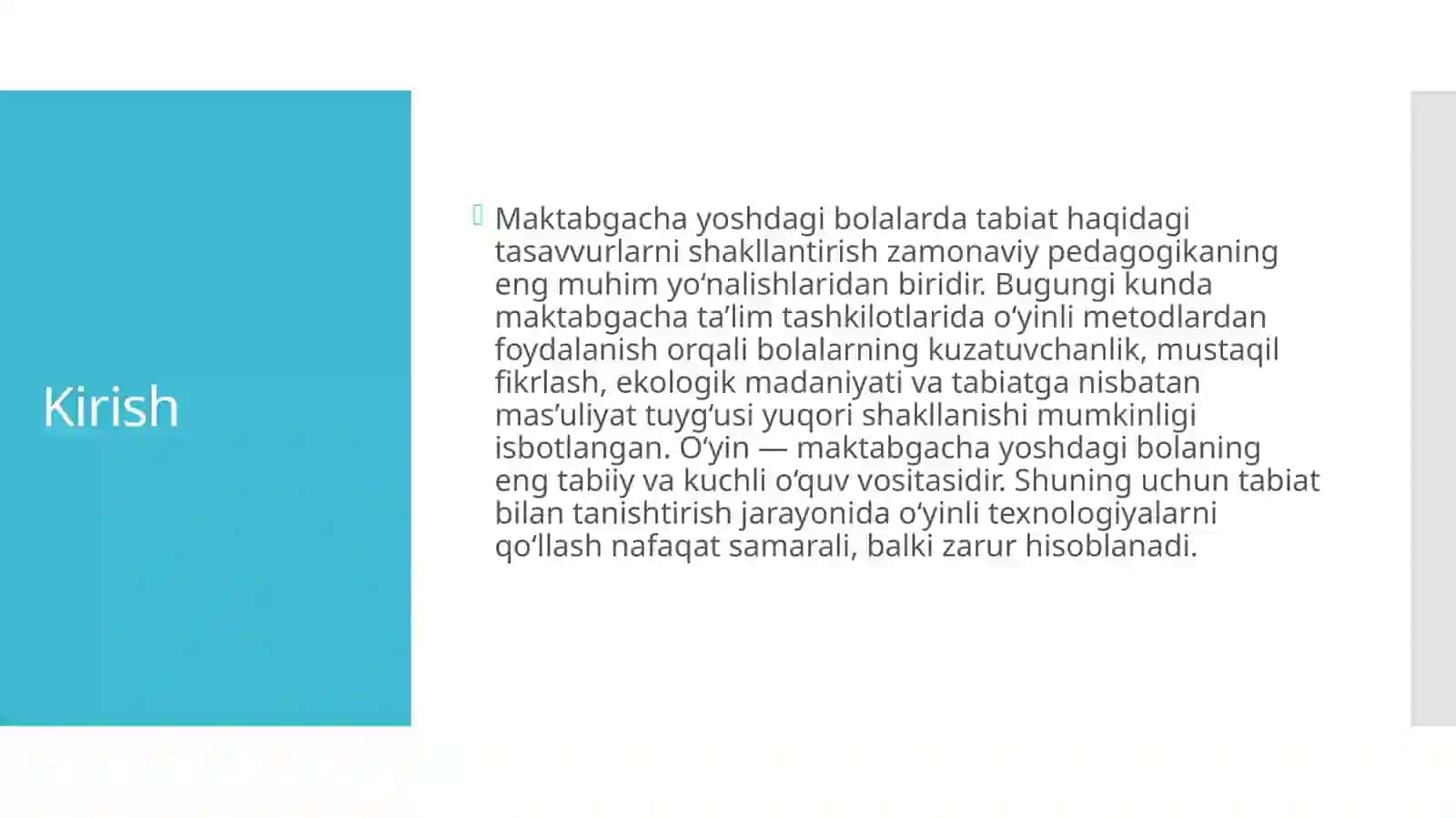 Maktabgacha Taʼlim Tashkilotlarida Oʻyinli Usullarni Qoʻllash Orqali Tabiat Bilan Tanishtirishning Ahamiyati 3