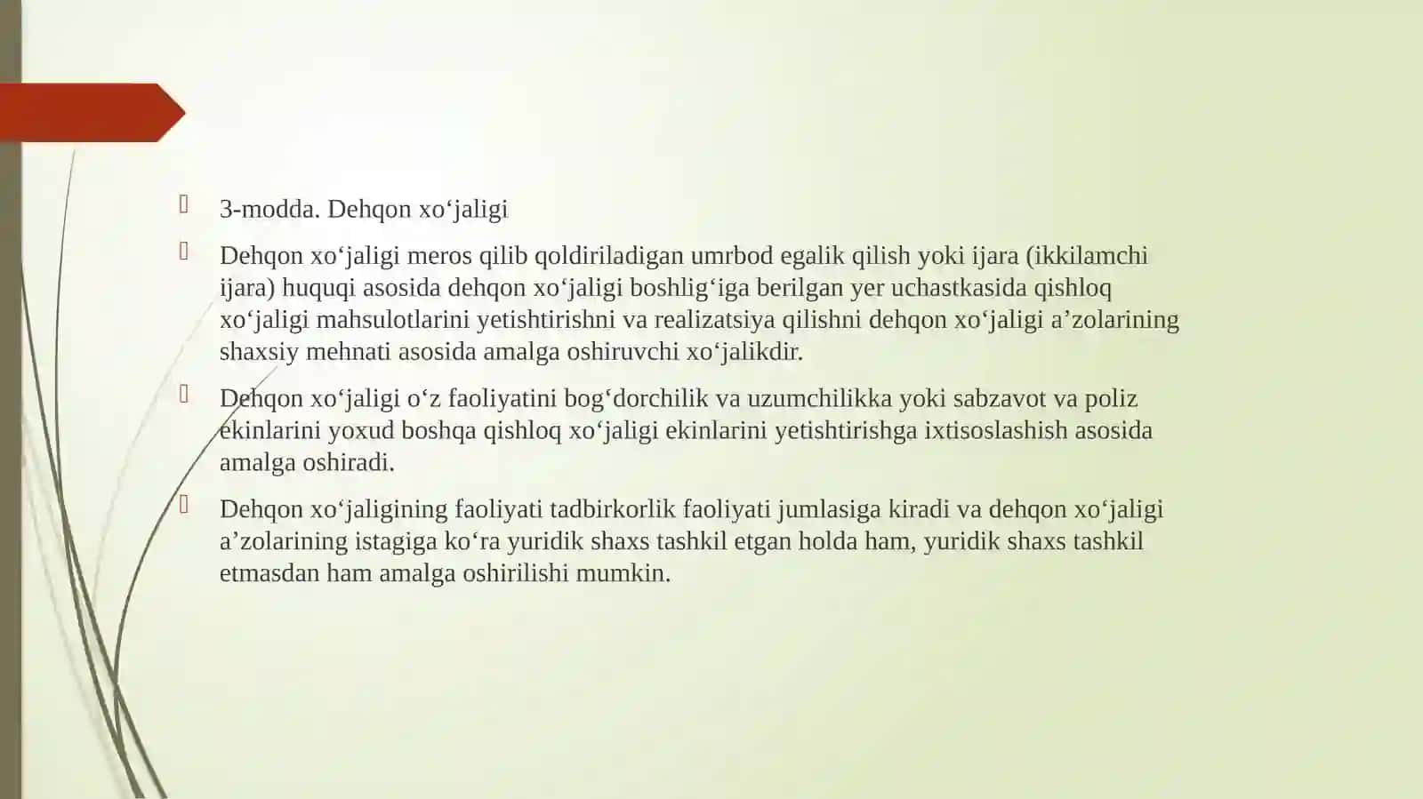 FERMER VA DEHQON XO’JALIKLARI TOMONIDAN YER UCHASTKALARIDAN FOYDALANISH HAMDA SUV ISTE’MOLI HUQUQI KAFOLATLARI TUSHUNCHALARI VA TURLARINING O’ZARO O’XSHASH HAMDA FARQLI JIHATLARI 3