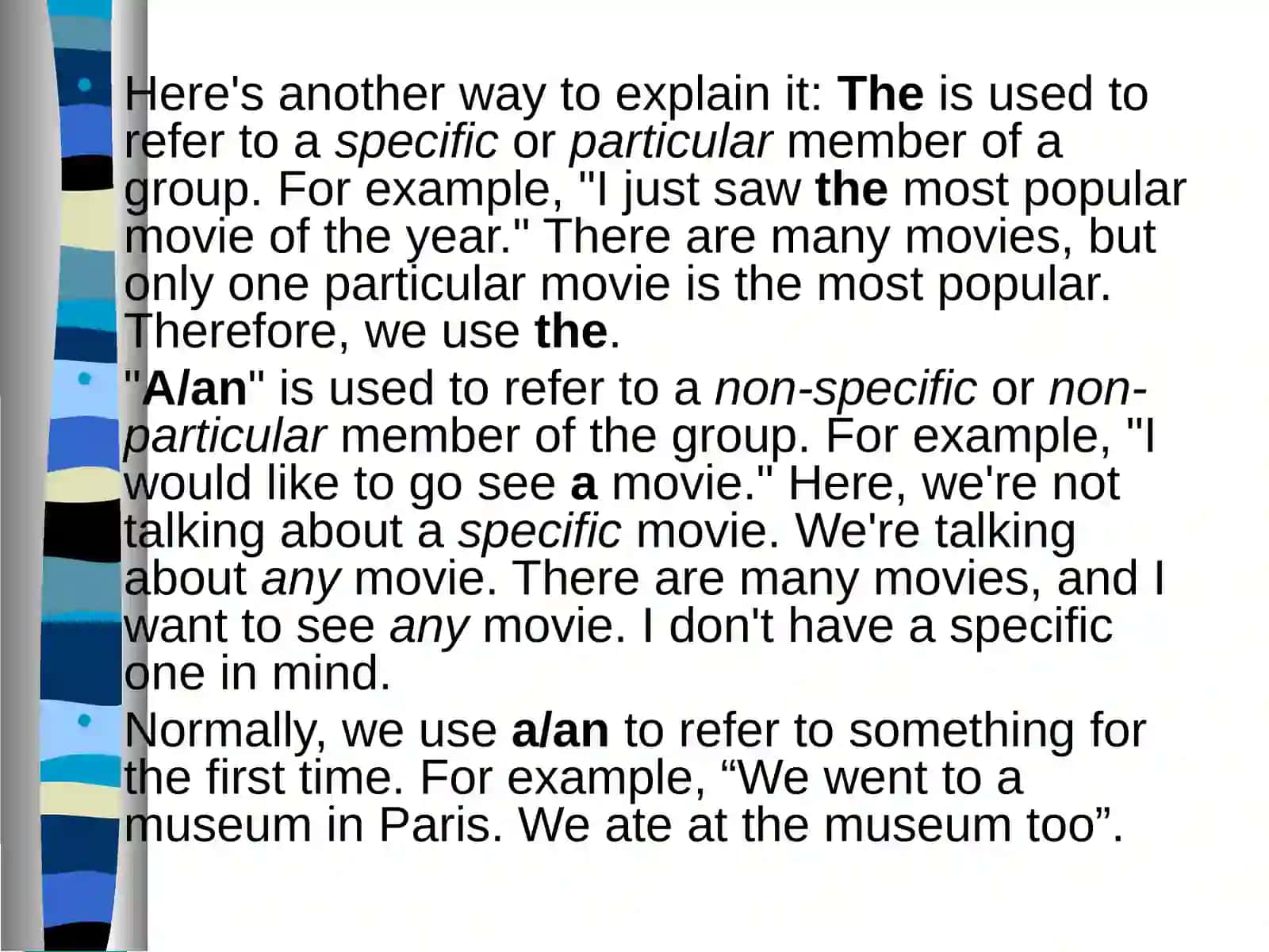 Articles: a/an/the 3
