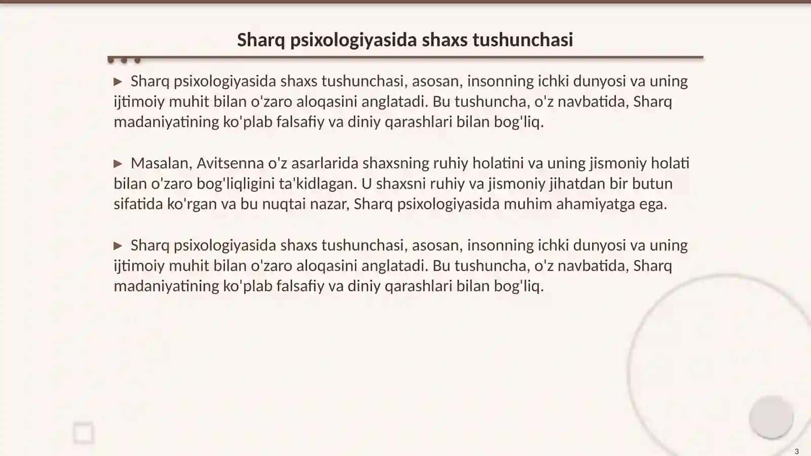 Sharq psixologiyasida shaxs muammosi 3