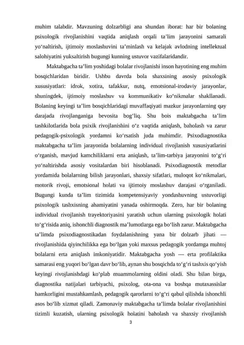 MAKTABGACHA TARBIYA YOSH DAVRI PSIXODIAGNOSTIKASI 3