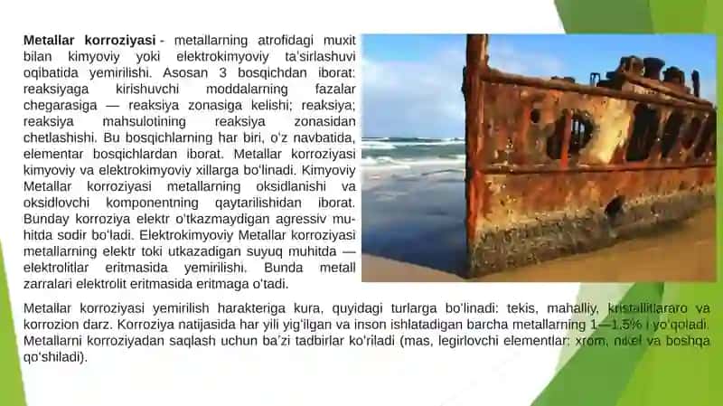 METALL KORROZIYA,UNING TURLARI. METALL KONSTRULSIYALARDA KORROZIYANI ANIQLASH VA TEKSHIRISH 3