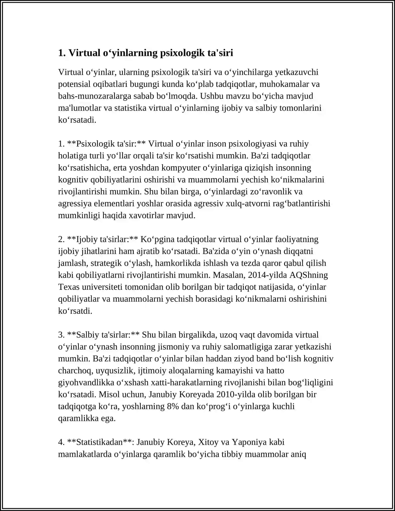 Virtual oʻyinlarning yoshlarga ta'siri 3