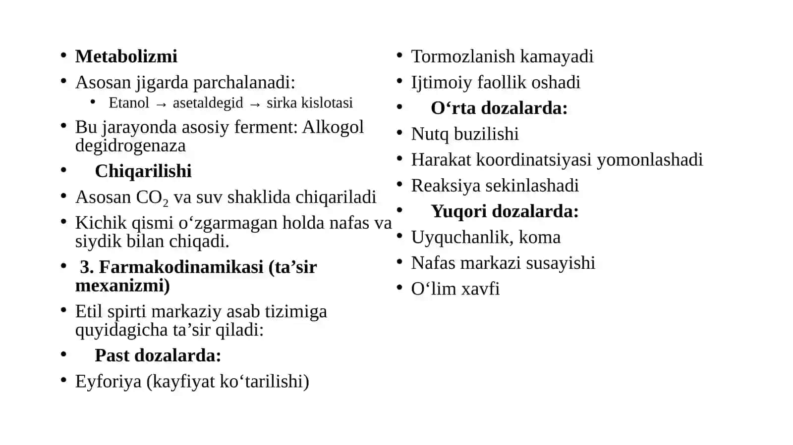 Etilspirti.Uxlatuvchivositalar.Ogʻriqqoldiruvchivositalar.Neyroleptiklar.Anksiolitiklar 3