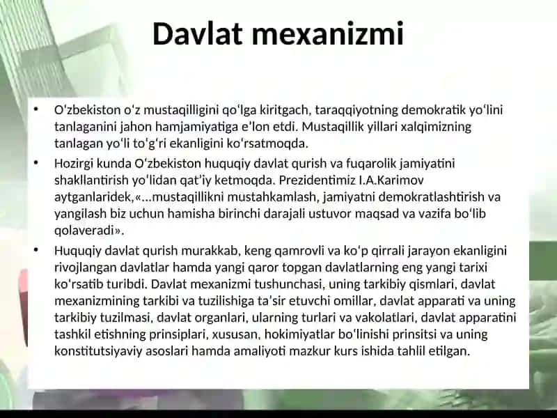 Davlat Mexanizmlari va Ularning Vazifalari 3