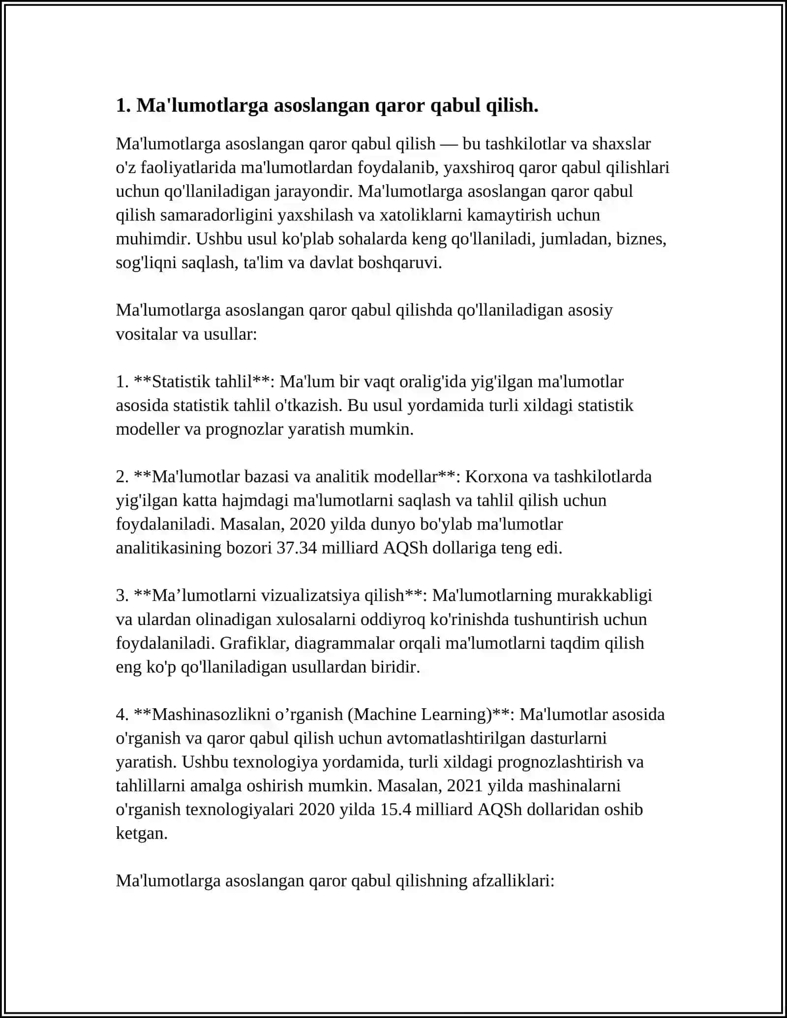 MA'LUMOTLARNING INTELEKTUAL TAHLILI KIRISH VA RIVOJLANISH TAQVIMI 3