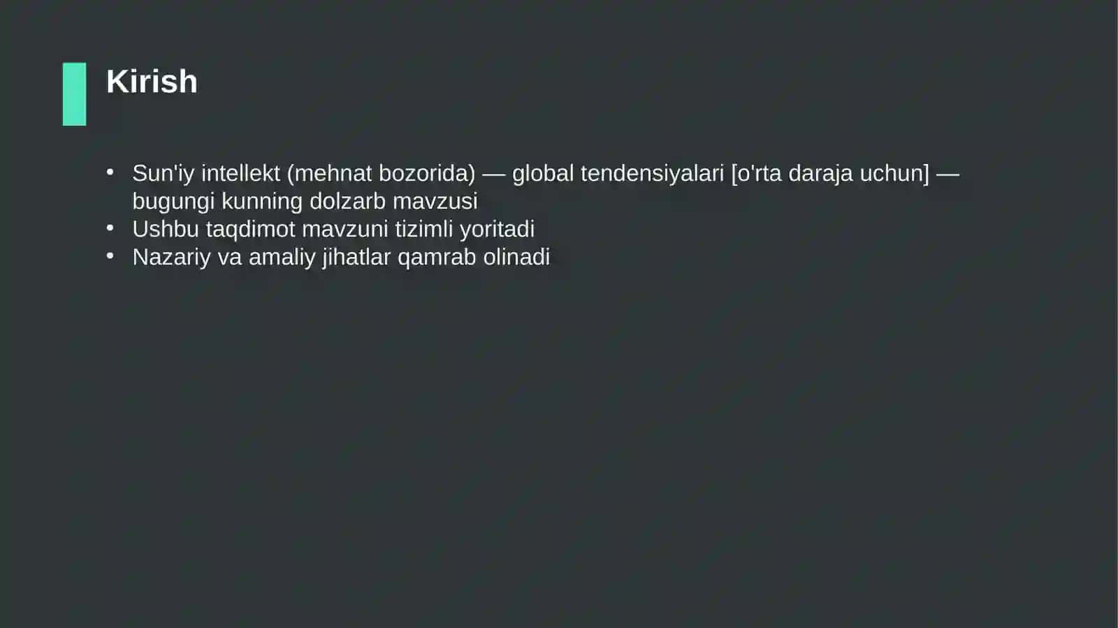 Sun'iy intellekt (mehnat bozorida) — global tendensiyalari [o'rta daraja uchun] 3