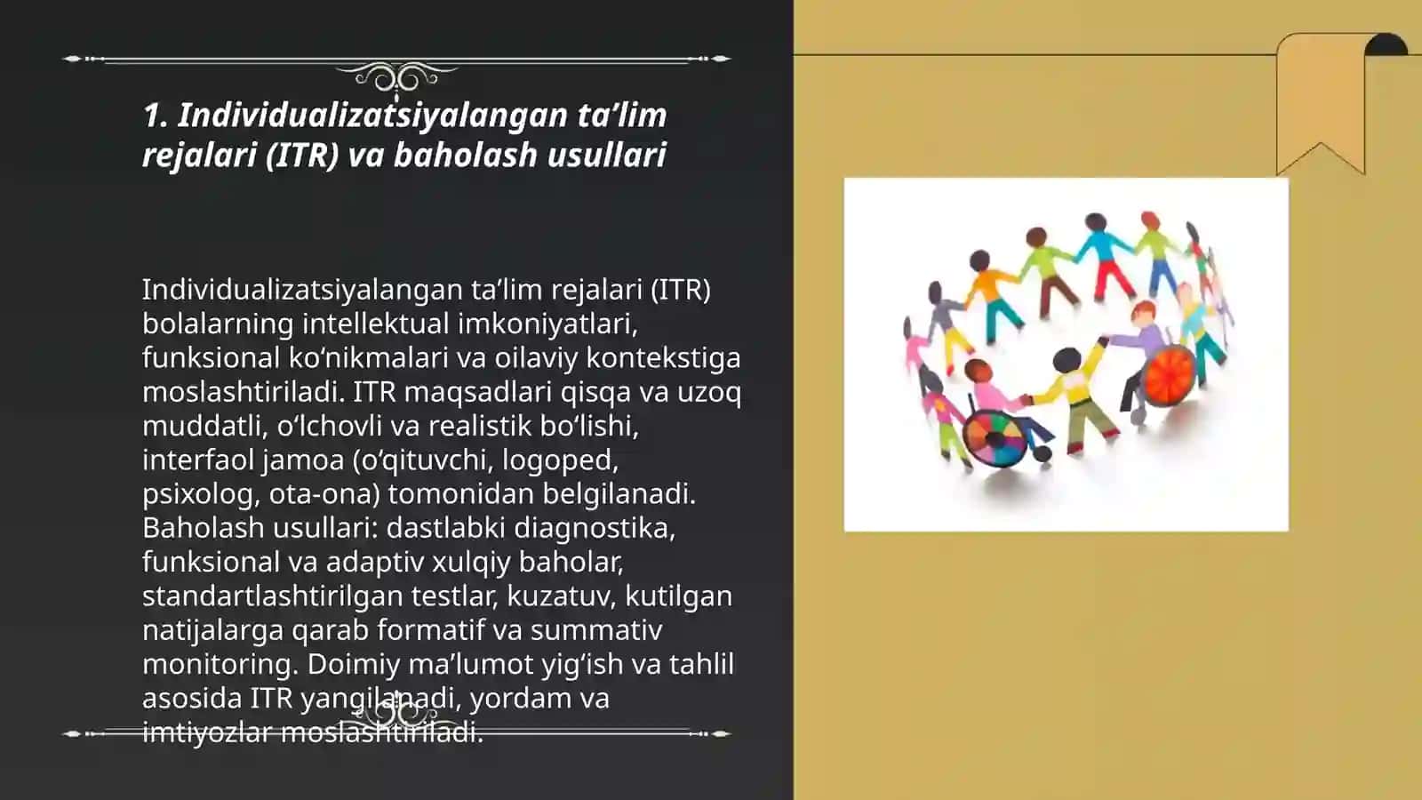 Turli darajadagi intelektual yetishmovchiligi boʻlgan bolalar uchun inklyuziv taʼlim strategiyalari va ularni amalga oshirish shart-sharoitlari 3
