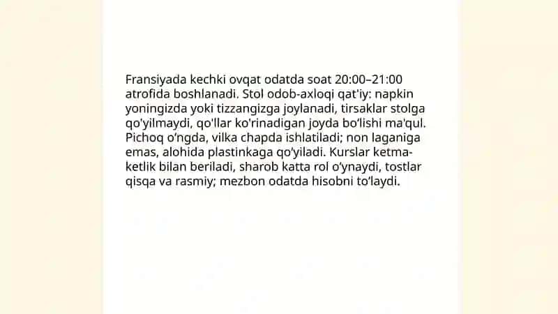 Fransiyada stol odob-axloqi va kechki ovqat an'analari 3
