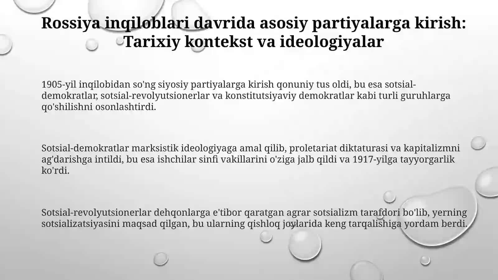 Rossiya inqiloblari davrida asosiy partiyalarga kirishi 3