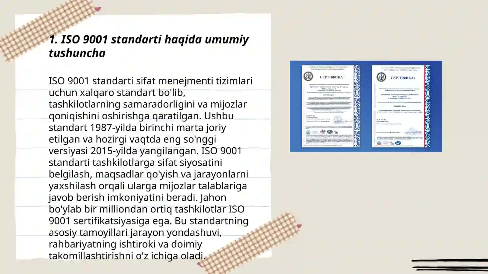 ISO9001 Metadalogiyasinig sifatni boshqarishdagi oʻrni 3