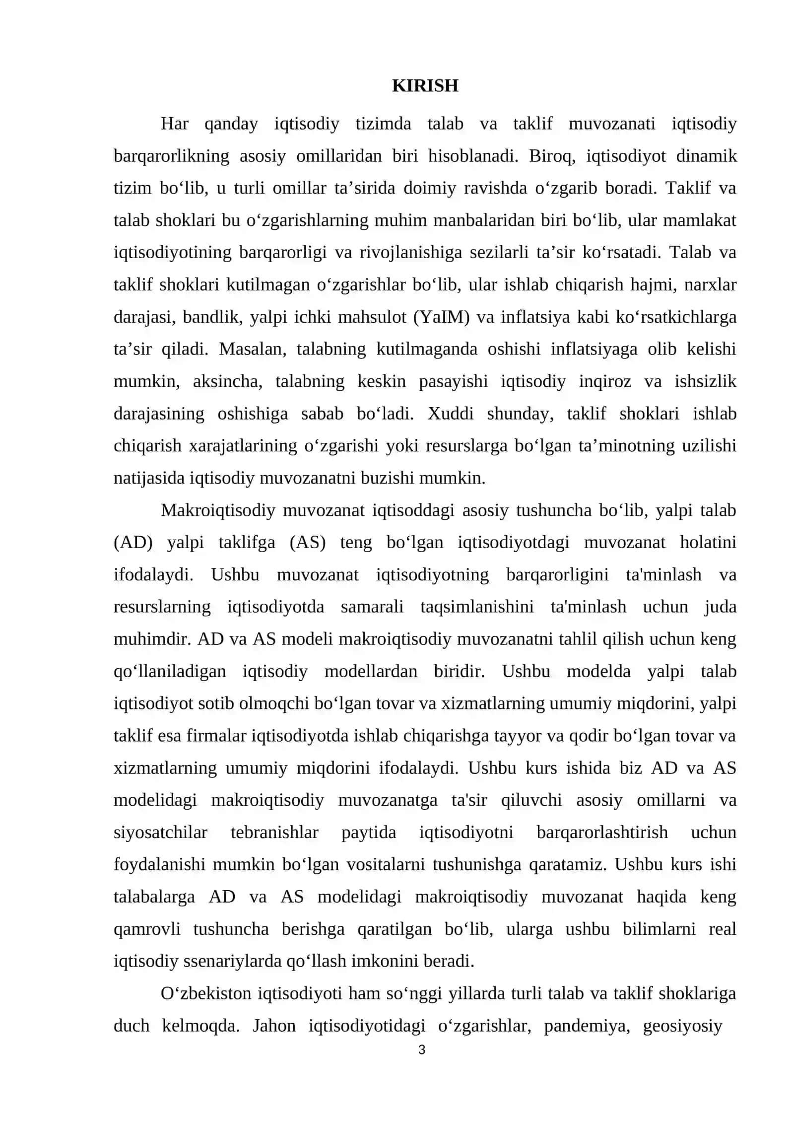 Taklif va talab shoklari. AD-AS modeli yordamida barqarorlashtirish siyosatini baholash 3