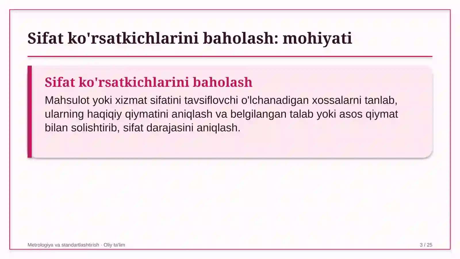 Bojxona organlarida sifat ko'rsatkichlarini baholash 3