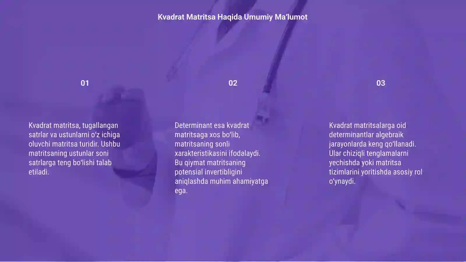 Kvadrat Matritsa va Determinantlar 3
