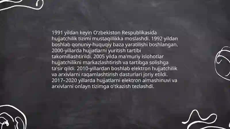 Hujjatchilik tarixi Uzbekistan Respublikasida Hujjatchilik takomillashuvi 3