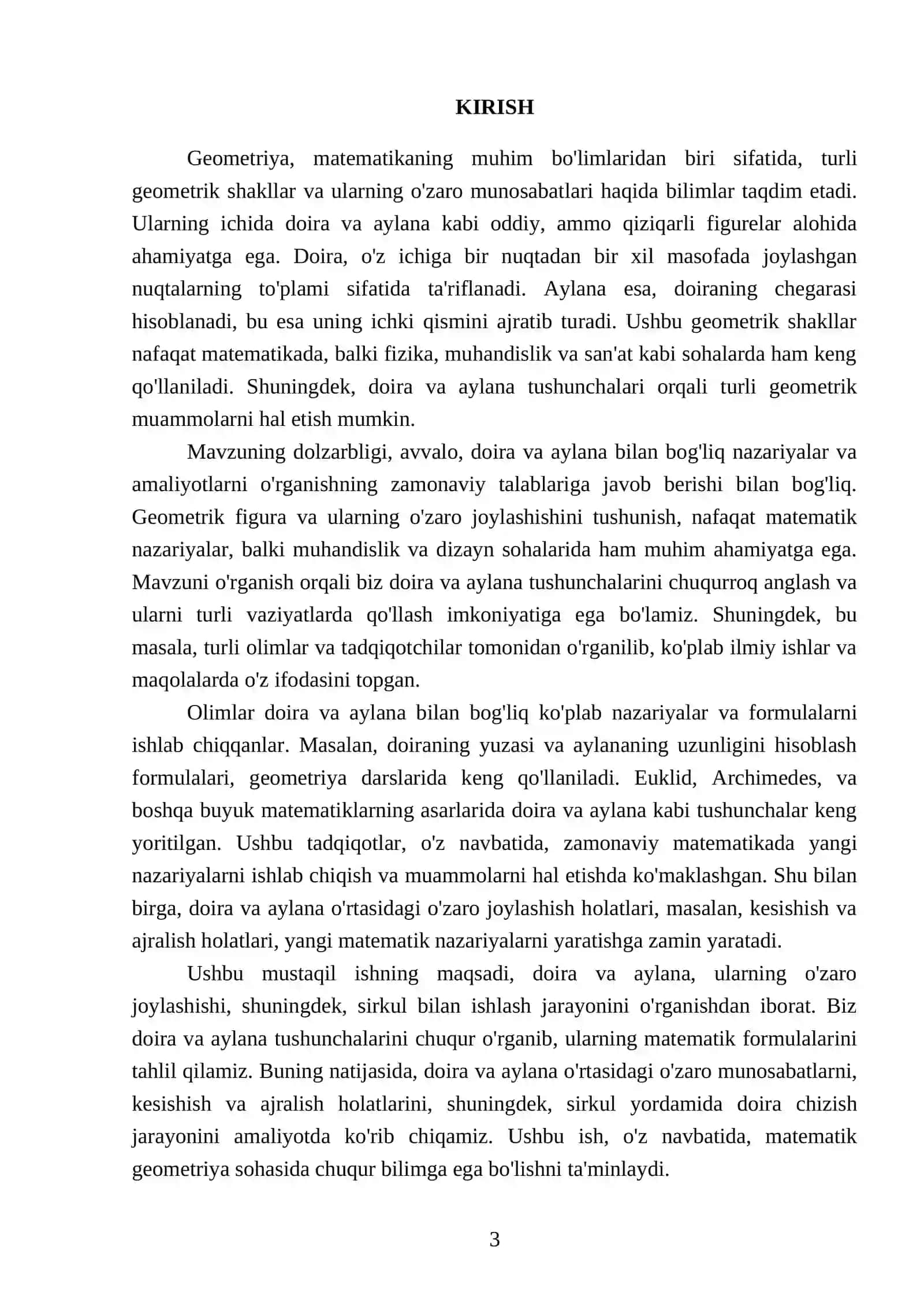 Doira va aylana, aylanalarning o'zaro joylashishi, sirkul bn ishlash 3