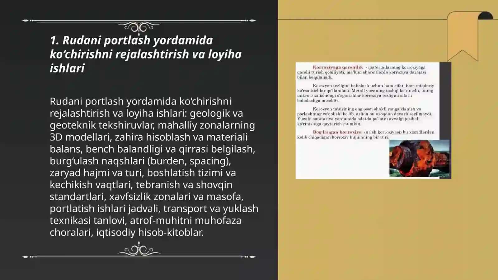 Rudani portlash yordamida ko‘chirishni rejalashtirish va loyiha ishlari 3