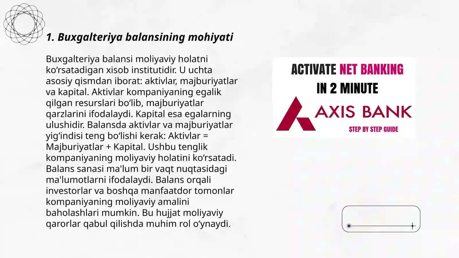Banklarda Buxgalteriya Balansi haqida 3