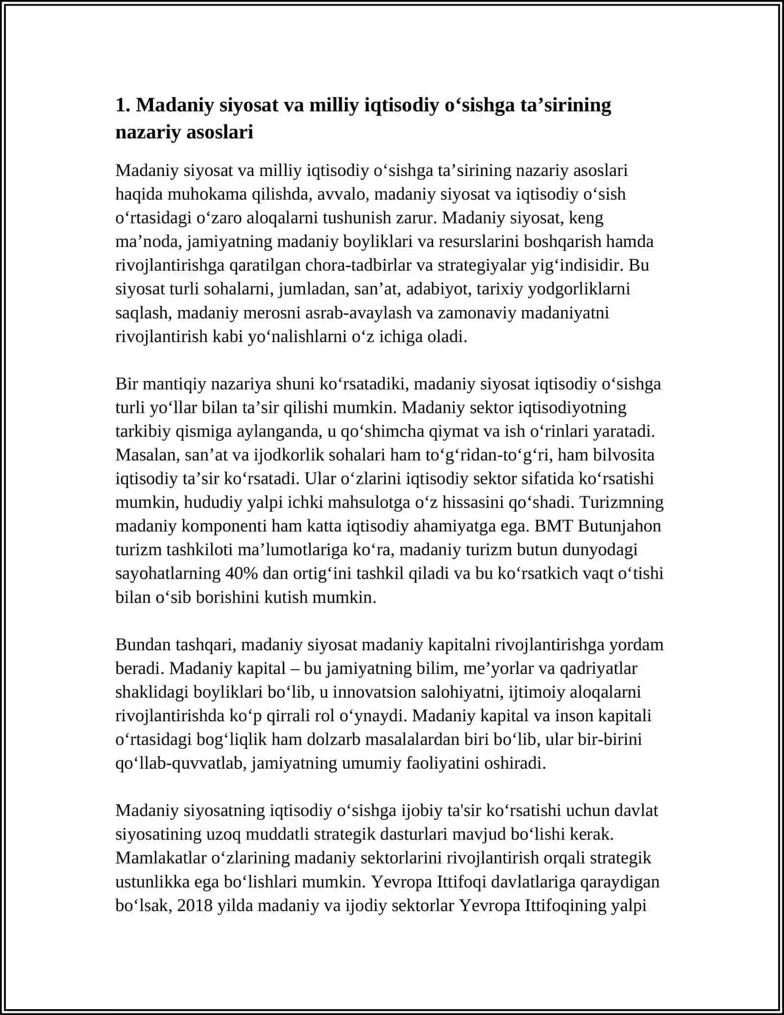 MADANIY SIYOSATNING IQTISODIY TARAQIYOTIGA TASIRI. MARJINALISTIK NAZARIYNING ASOSIY QODIALARI 3