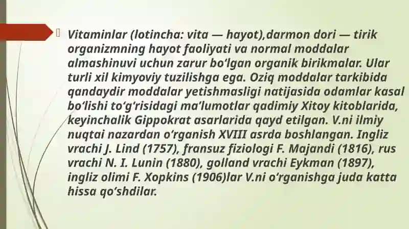 Vitaminsimon moddalar. Antivetaminlar 3