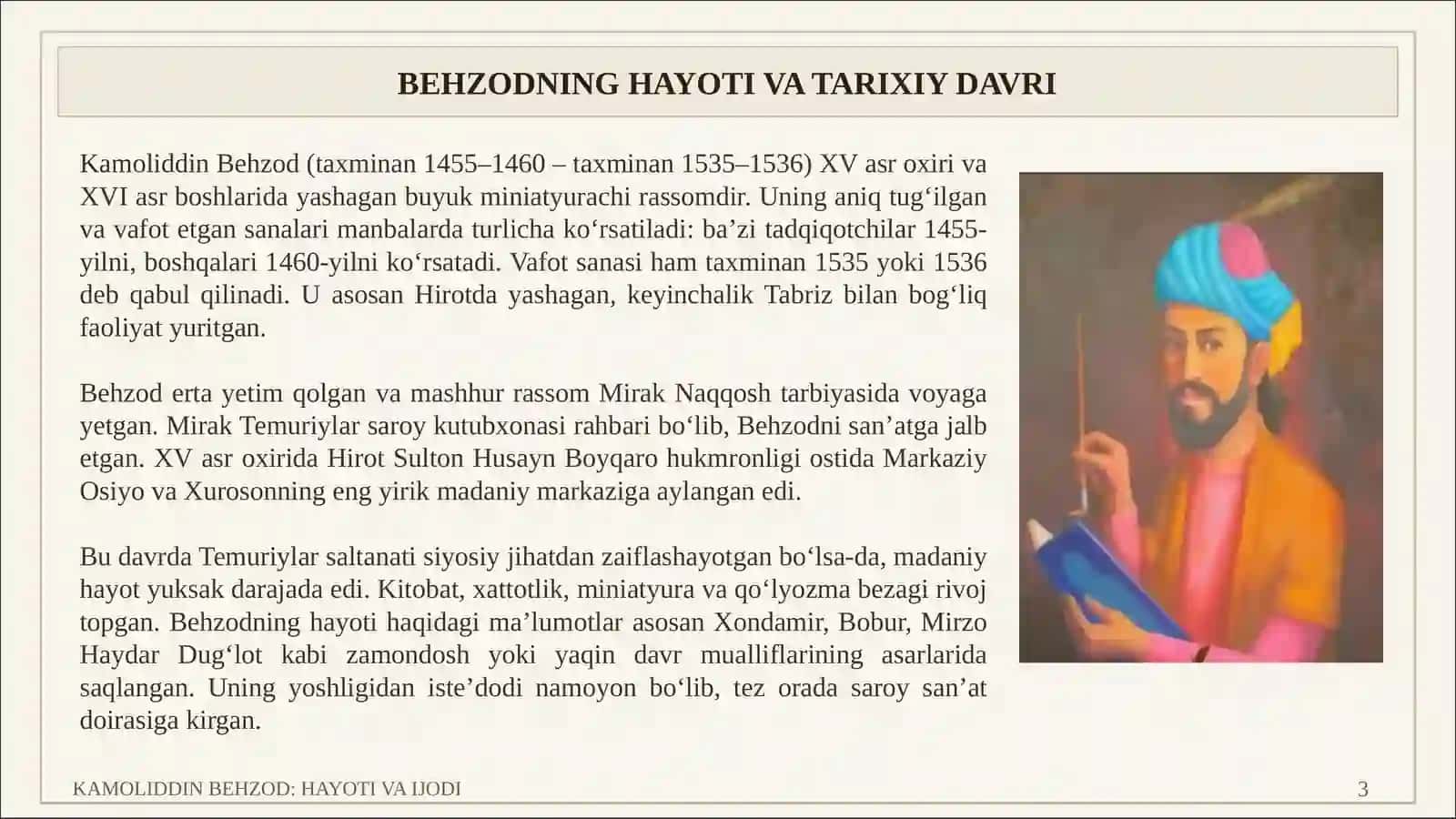 Kamoliddin Behzod: Hayoti va Ijodi 3
