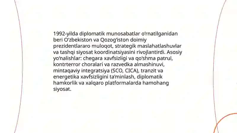 O’zbekistonning Qozog’iston bilan tashqi siyosatdagi munosobatlari 3