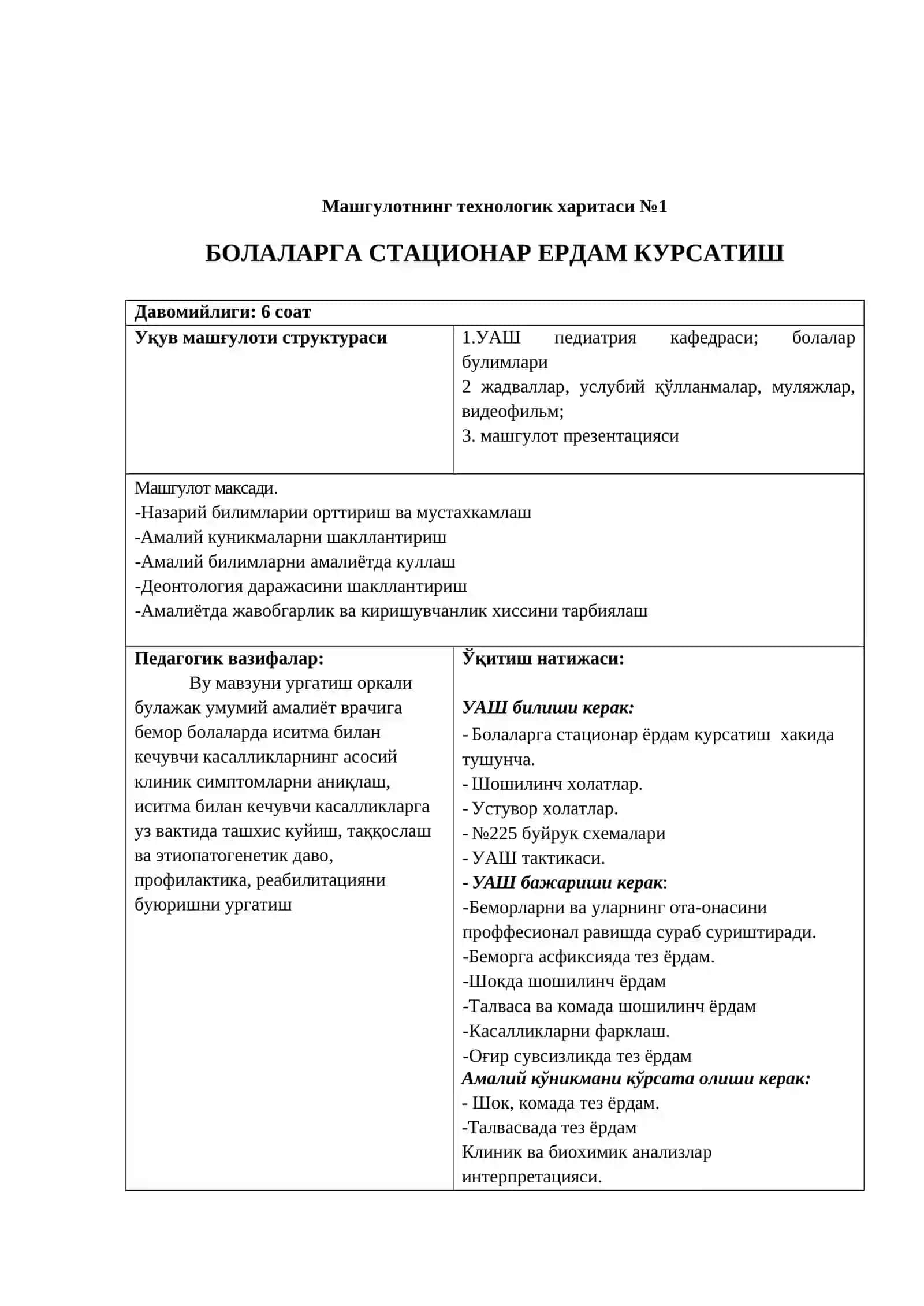 БОЛАЛАРГА СТАЦИОНАР ЕРДАМ КУРСАТИШ 3