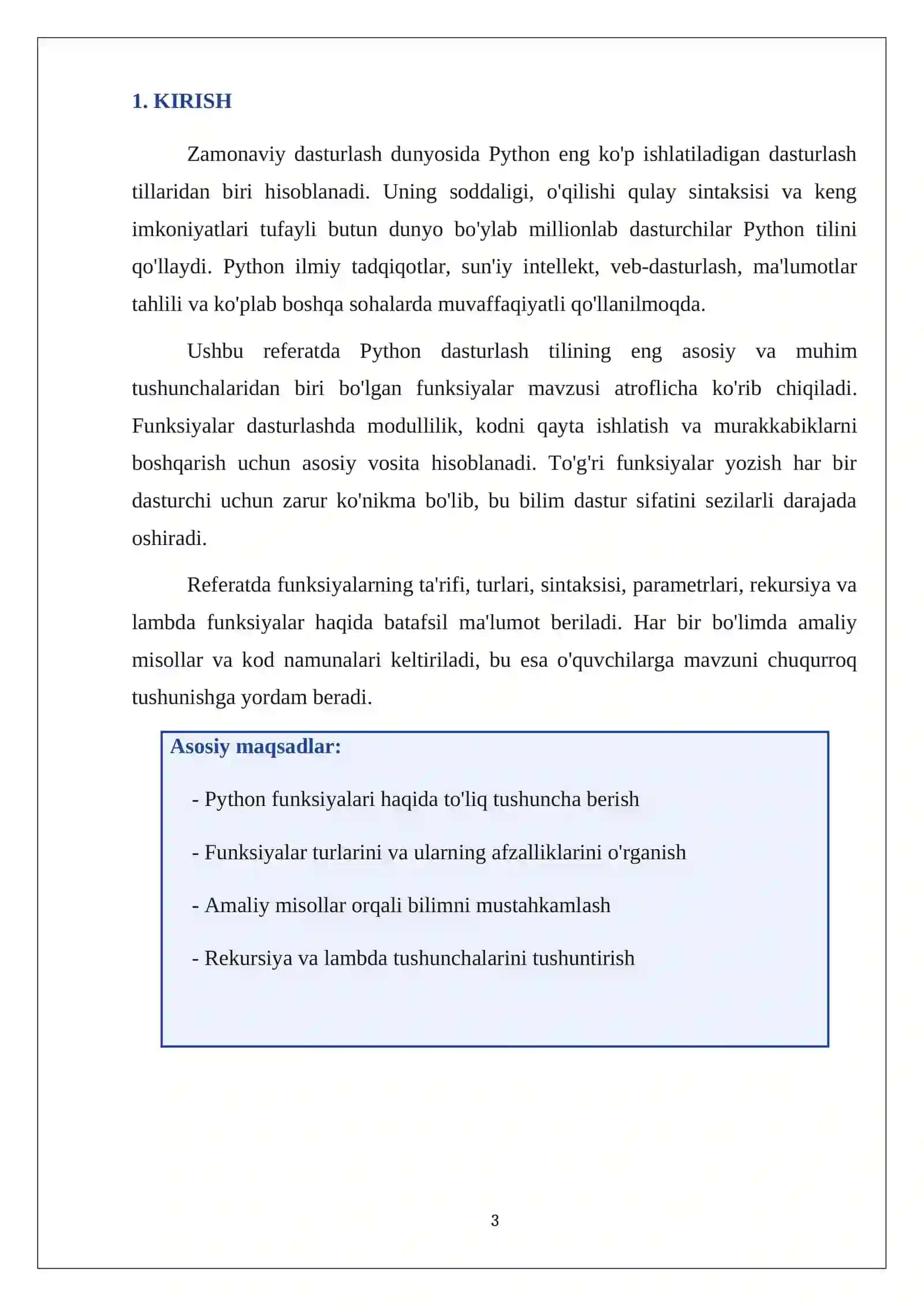 PYTHON DASTURLASH TILIDA FUNKSIYALAR 3