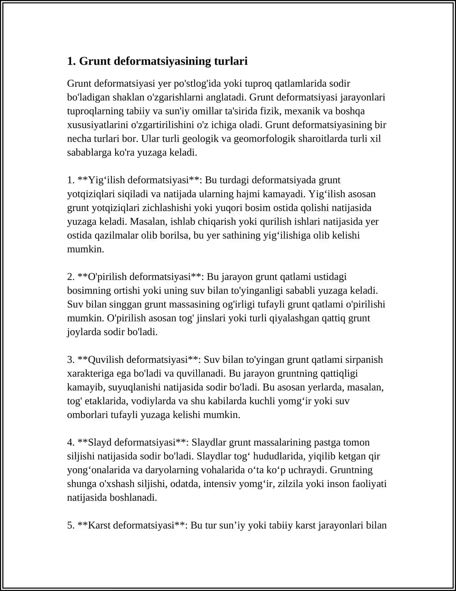 GRUNTLARNI DEFORMATSIYASI VA POYDEVORLAR CHO'KISHINI XISOBLASH 3