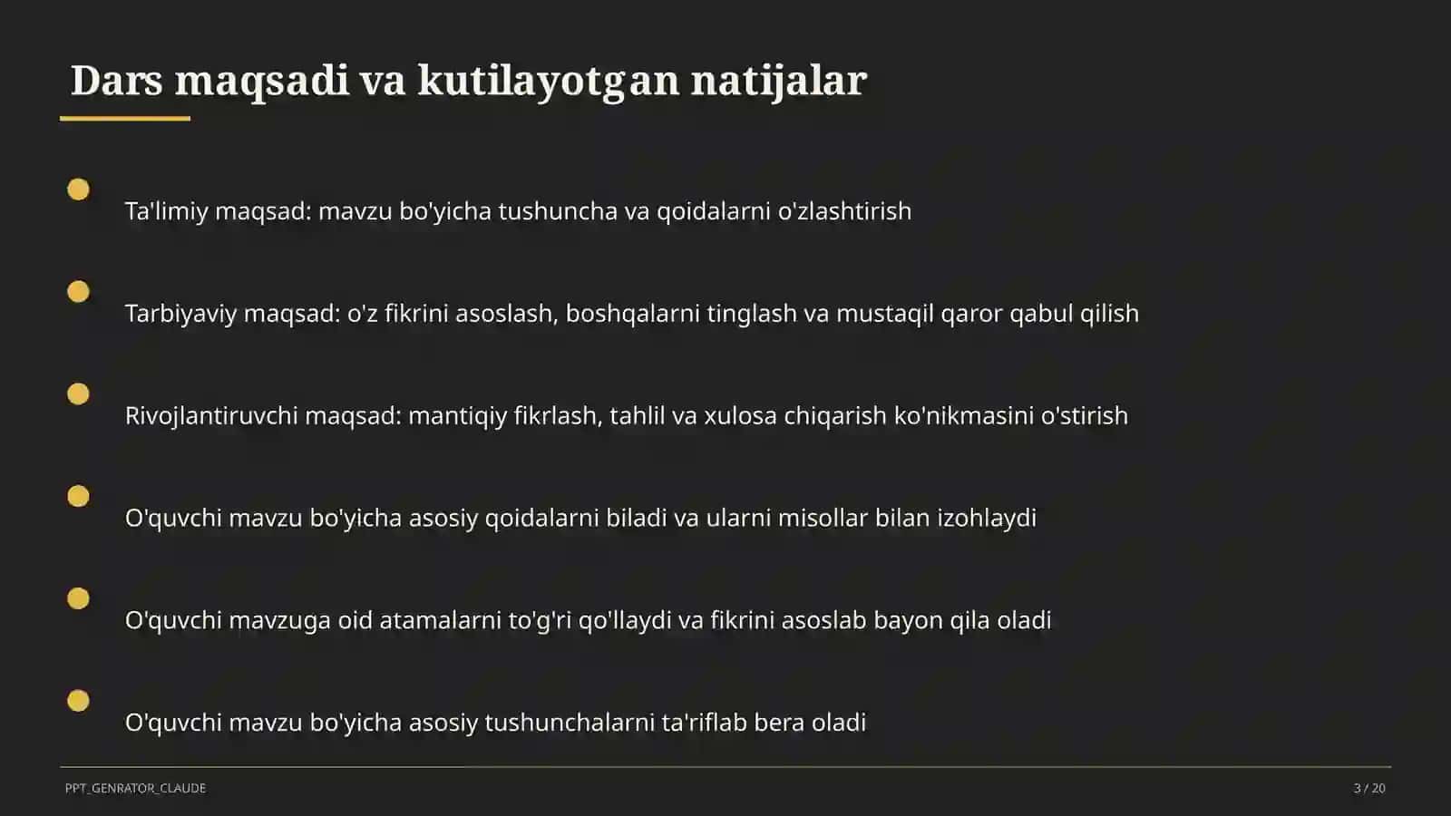 Dars rejasi 3
