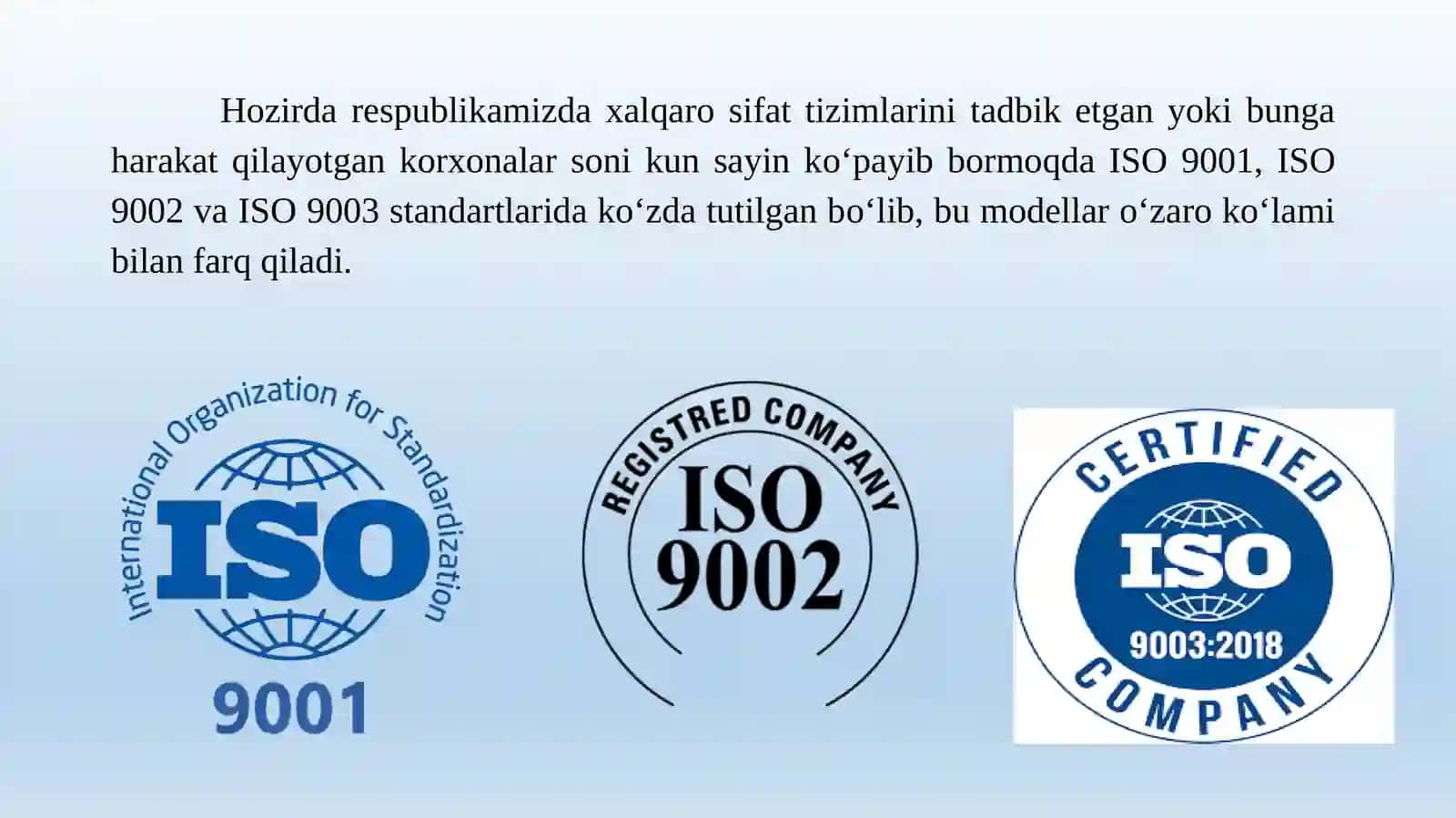 Xalqaro ISO 9000 seriyasidagi standartlar 3