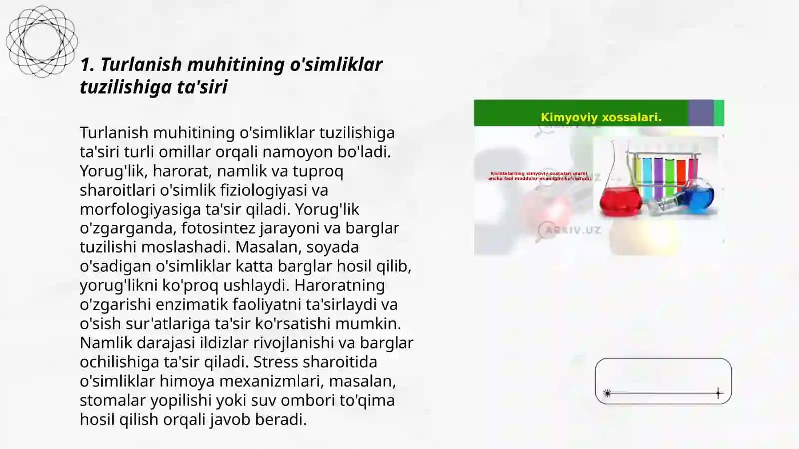 TURLI MUHIT SHAROITDA O'SGAN O'SMLIKLARNING TUZILISHINI TAQQOSLASH 3