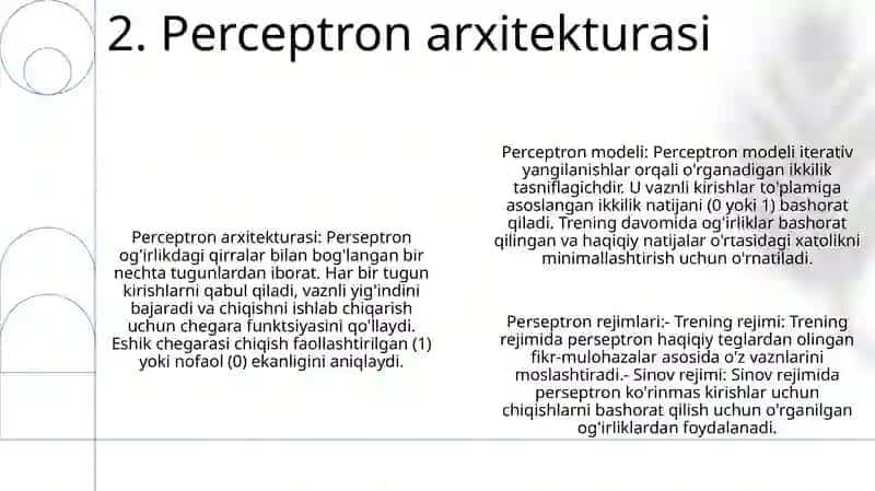 Perseptron Perseptron Modeli 3
