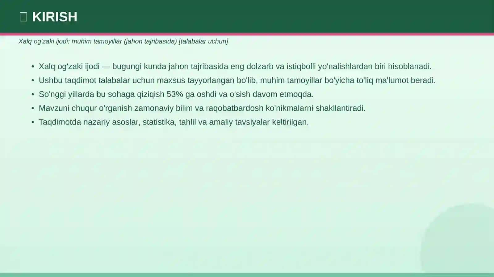 Xalq og'zaki ijodi: Muhim tamoyillar (jahon tajribasida) [talabalar uchun] 3