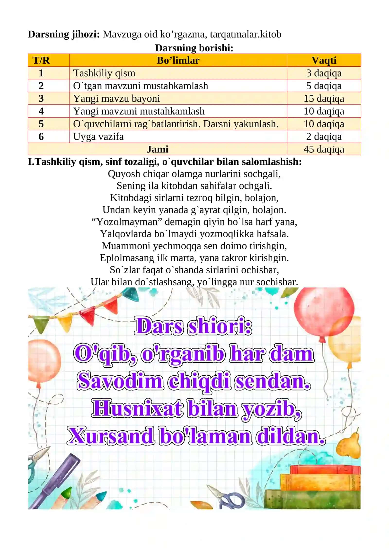 Shakl bildiruvchi sifatlar mavzusidagi  4-sinf Ona tili  fanidan dars ishlanmasi 3