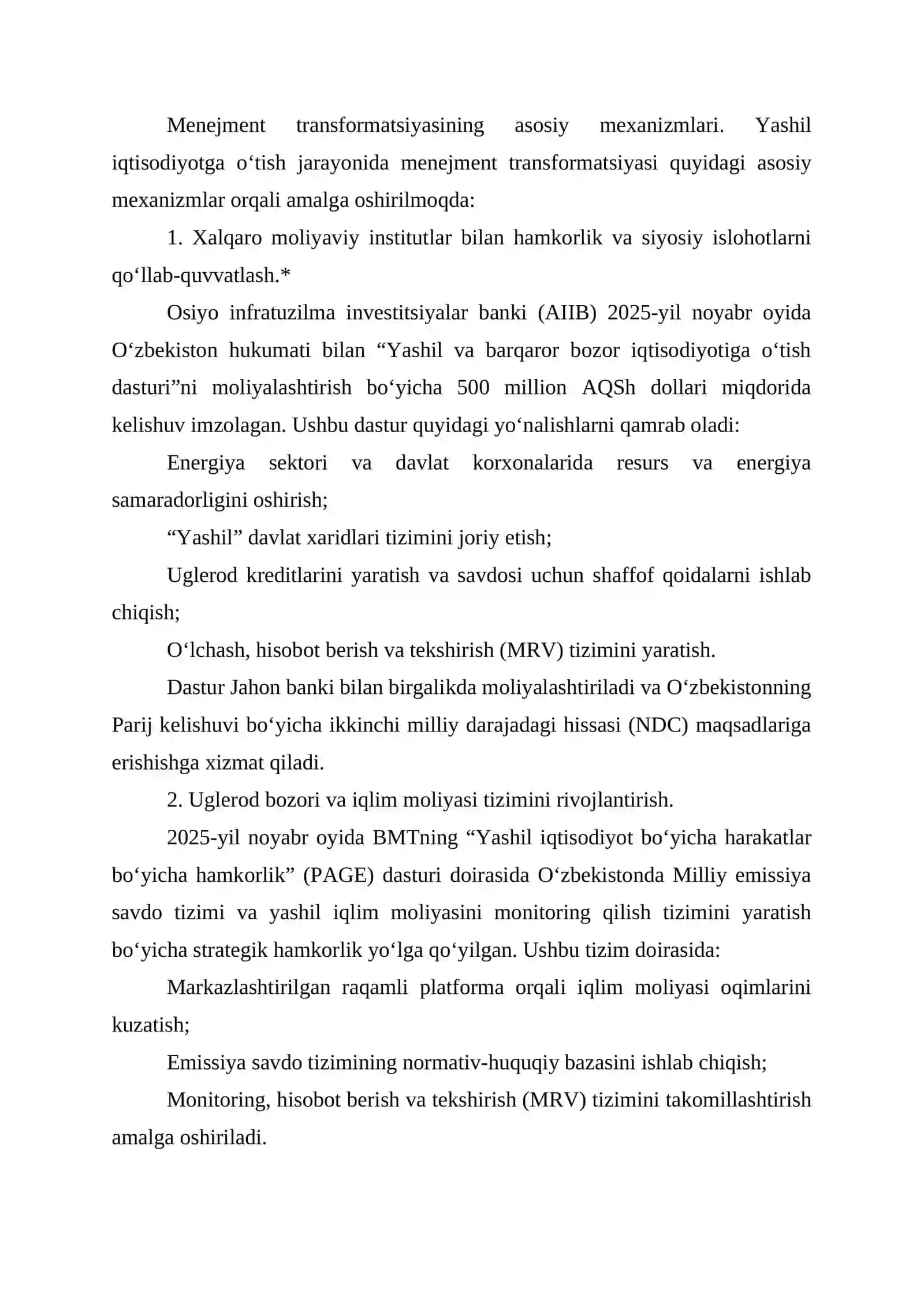 O‘zbekistonda yashil iqtisodiyotga o‘tish jarayonida menejment transformatsiyasi mexanizmlari 3