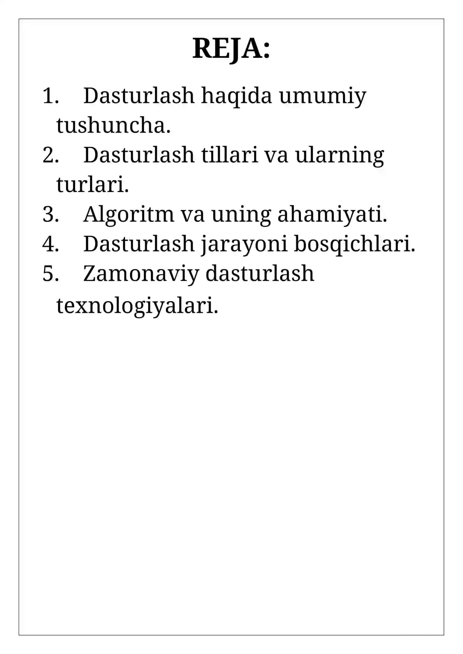 "Dasturlash asoslari" mavzusidagi referat ishi 3