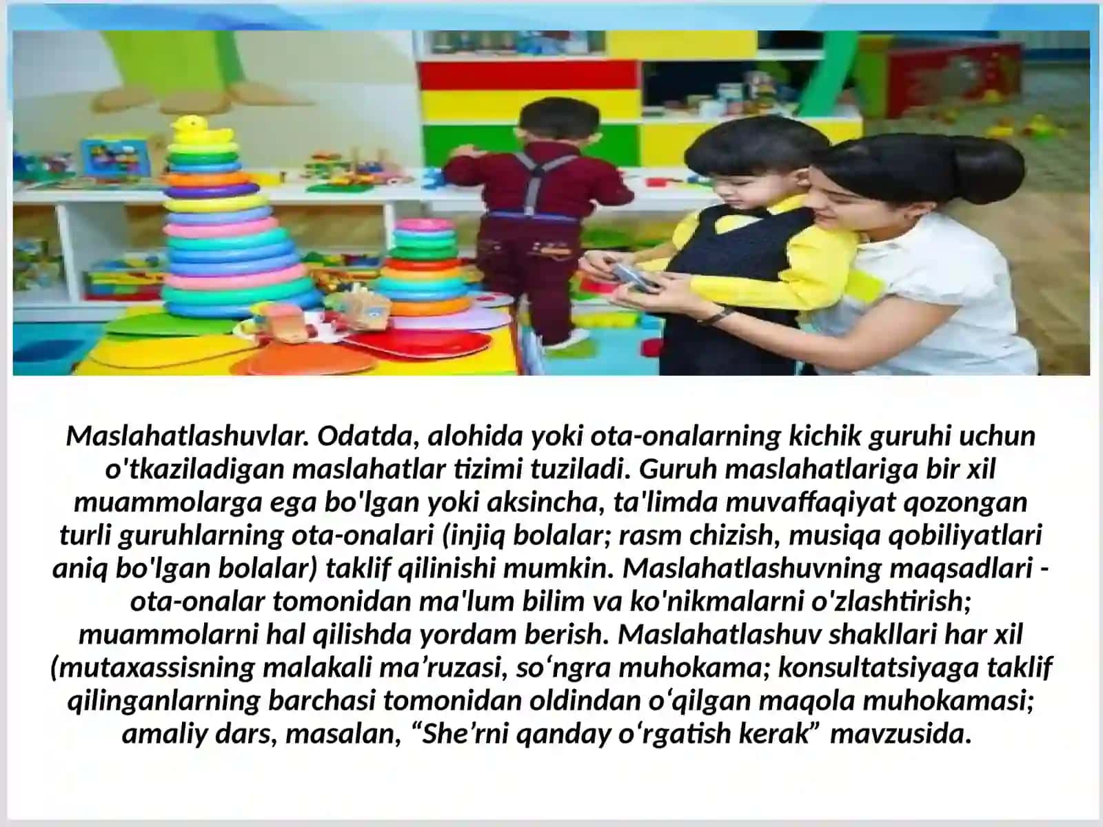 Ota- onalar va maktabgacha ta'lim tashkilotlari hamkorligi to‘g‘risidagi bilimlarni shakllantirish 3