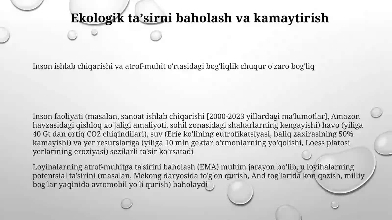 Inson ishlab chiqarishi va atrof-muhit o'rtasidagi bog'liqlik 3