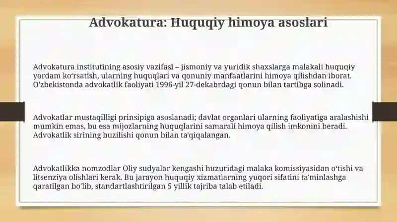 Advokatura. Prokuratura. Moliya, pul va bank tizimi. Mudofaa va xavfsizlik 3