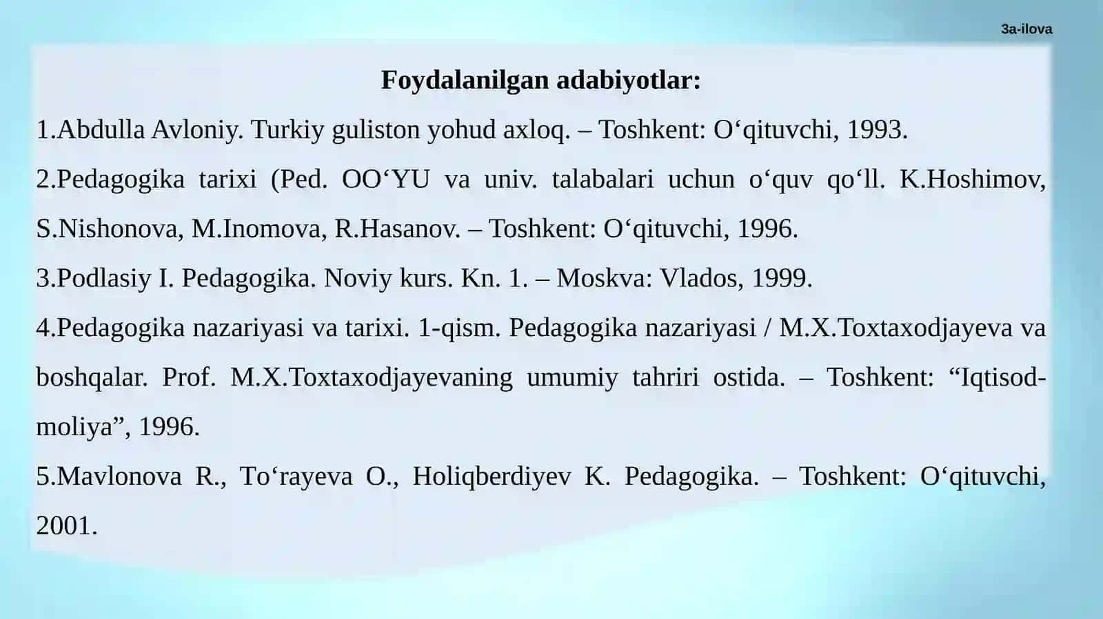 TARBIYANI AMALGA OSHIRISH VA SEE-JAMOLASH (Mavzu: Tarbiya jarayonining mohiyati va mazmuni) 3