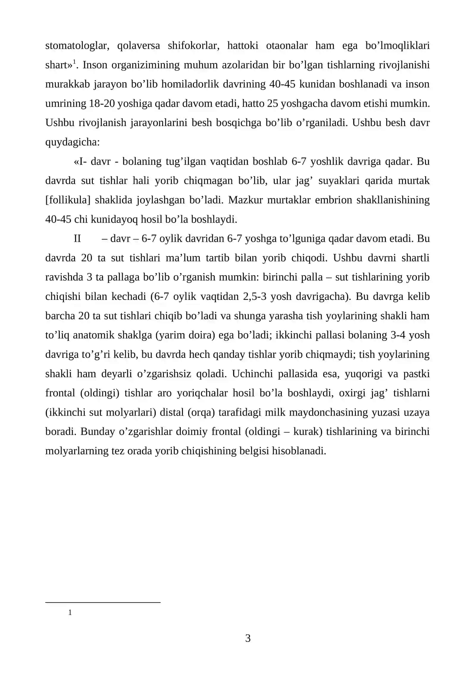 Tishlarning rivojlanishi 3