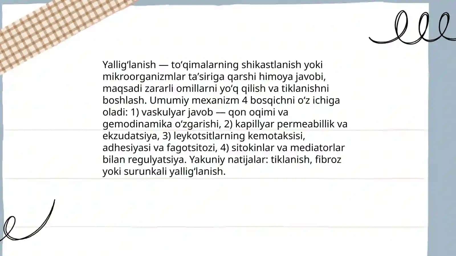 Yallig’lanish Yalig’lanishning sabablari turlari bosqichlari belgilari 3