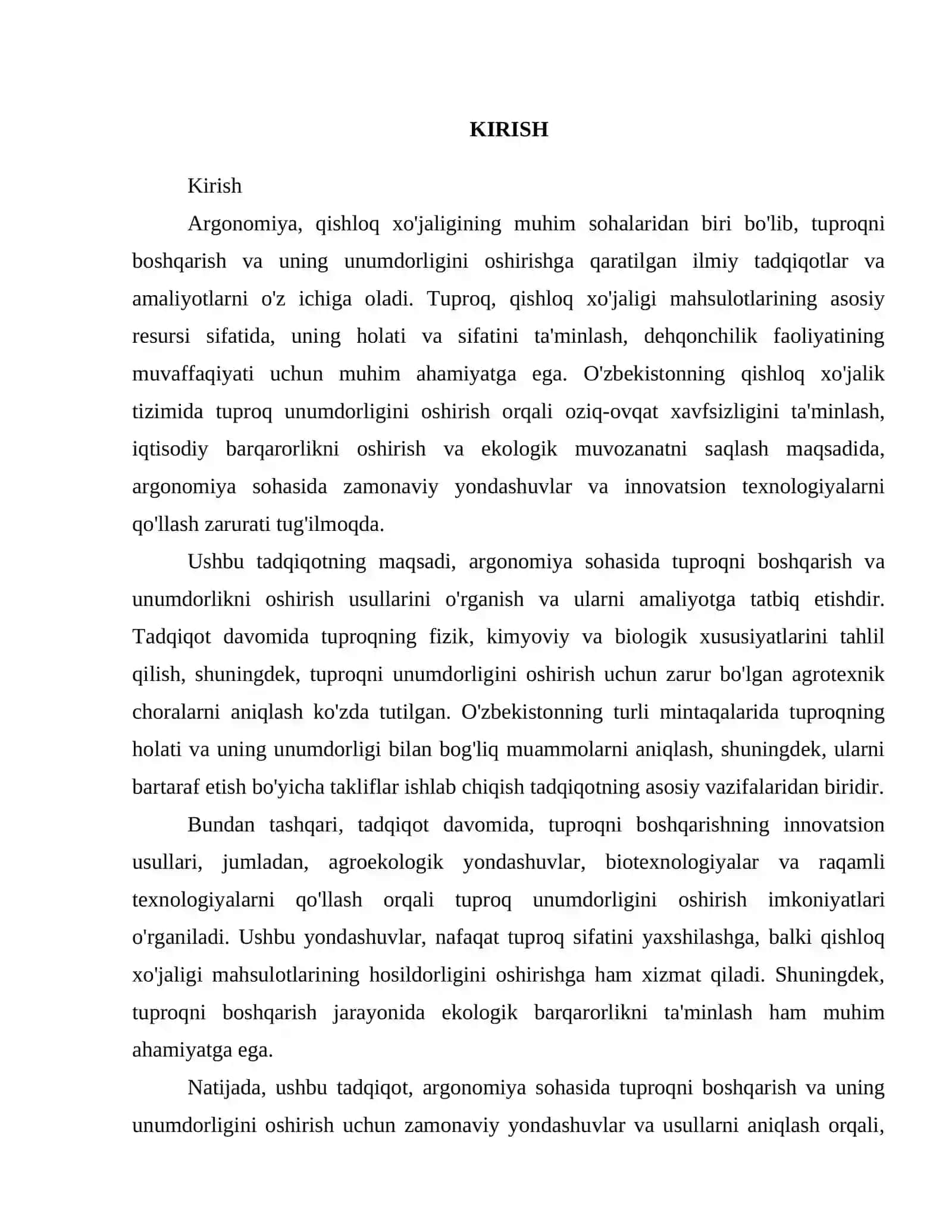ARGONOMIYA - QISHLOQ XO'JALIGIDA TUPROQNI BOSHQARISH VA UNUMDORLIKNI OSHIRISH USULLARI 3